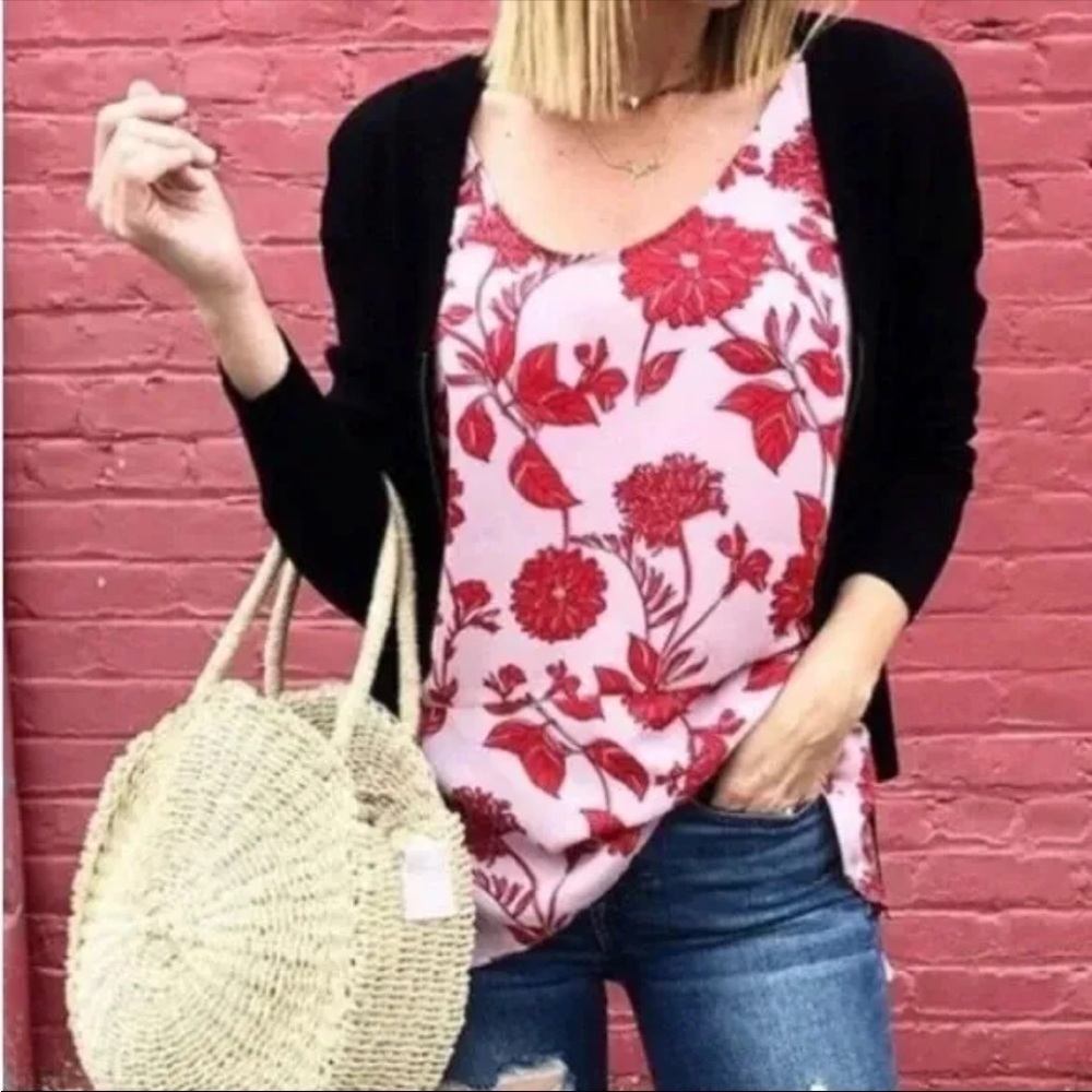 Cabi 5533 Adore Cami Floral Print Peplum Tank Adjustable Straps
